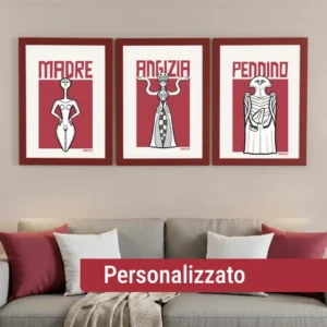esempio 3 poster "Radici", divinità italiche antiche su richiesta: Mefite, Tanit, Angizia - Babajola